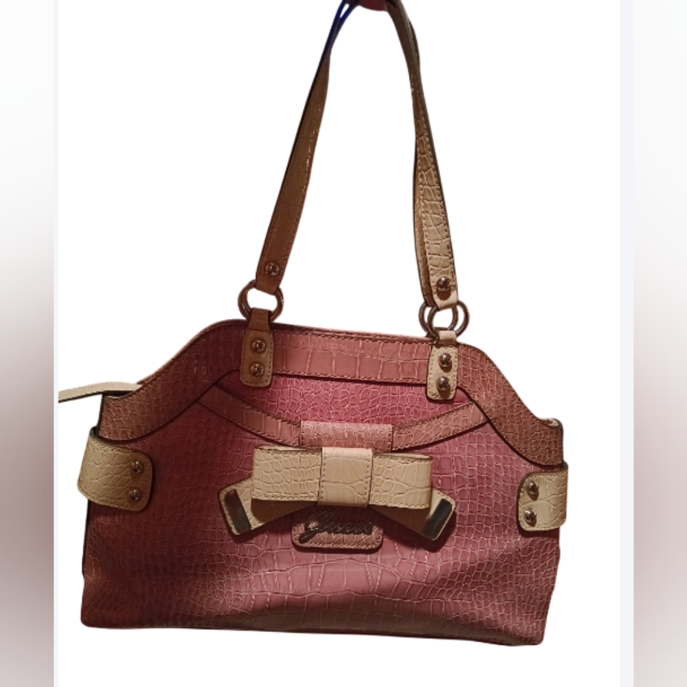 Guess LuLin large vintage pink/cream bow purse